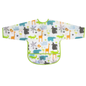 Cleanbib Wp Bib W/Slvs (Color: White Jungle Print, size: 6-12m)
