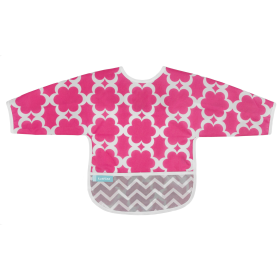 Cleanbib Wp Bib W/Slvs (Color: Fuchsia Flowers Print, size: 12-24m)