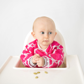 Cleanbib Wp Bib W/Slvs (Color: Pink Chevron Print, size: 12-24m)
