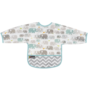 Cleanbib Wp Bib W/Slvs (Color: White Elephants Print, size: 12-24m)