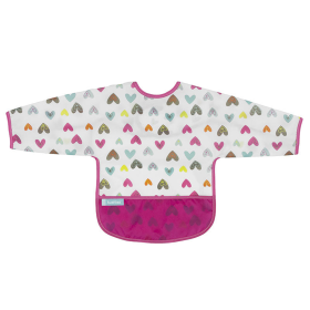 Cleanbib Wp Bib W/Slvs (Color: White Hearts Print, size: 2-4yrs)