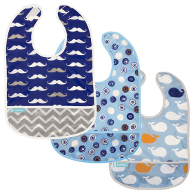 Cleanbib | 3Pack (Color: Crazy Circle 2/ Whales / Mustache Print, size: 12M Plus)