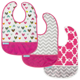 Cleanbib | 3Pack (Color: Heart /Modren Flowers / Chevron Print, size: 12M Plus)