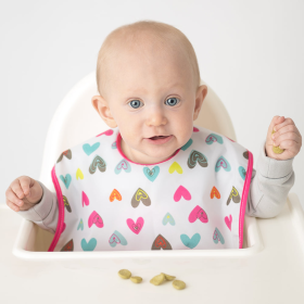 Cleanbib Waterproof Bib (Color: White Hearts Print, size: 12M Plus)