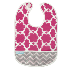 Cleanbib Waterproof Bib (Color: Fuchsia Flowers Print, size: 12M Plus)