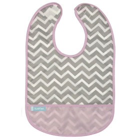 Cleanbib Waterproof Bib (Color: Pink Chevron Print, size: 12M Plus)