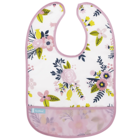 Cleanbib Waterproof Bib (Color: Pnk Gdn Flowers Print, size: 12M Plus)