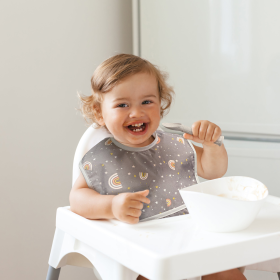 Cleanbib Waterproof Bib (Color: Charcoal Rainbow Print, size: 12M Plus)
