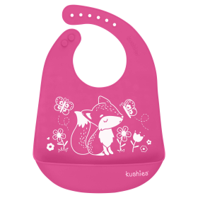 Silicatch Silicone Bib W/Pocket (Color: Foxy Lady Print/Candy)