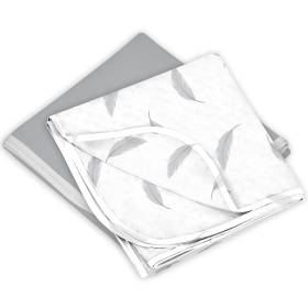 Flannel | Receiving Blanket 2Pack (Color: Grey Feathers - Grey Solid)