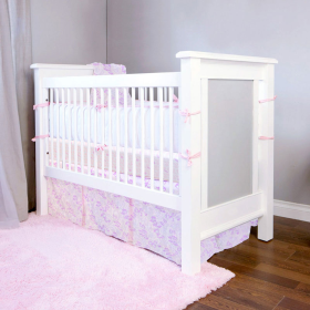 B & N Printed Percale Crib Skirt (Color: Butterfy Pink)