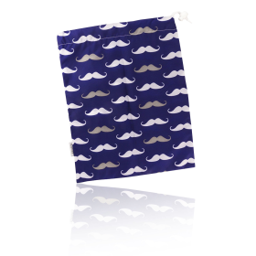 Waterproof | Laundry Bag (Color: Navy Moustache Print)