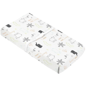 Percale Dream | Change Pad Cover With Slits For Safety Straps (Color: Jungle Animal)