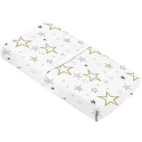 Percale Dream | Change Pad Cover With Slits For Safety Straps (Color: Golden Star)