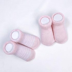 Terry Socks 2Pk (Color: Pink Solid / Str, size: 0-3m)