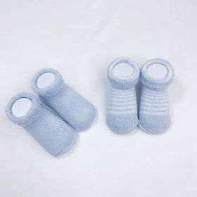 Terry Socks 2Pk (Color: Blue Solid / Str, size: 0-3m)
