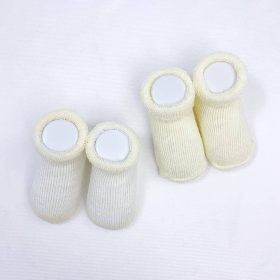 Terry Socks 2Pk (Color: Butter Solid / Str, size: 0-3m)