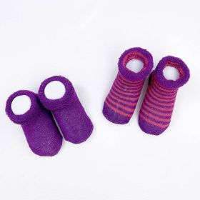 Terry Socks 2Pk (Color: Purple Solid / Fuchsia Stripe, size: 0-3m)
