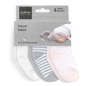 Socks Terry 6Pk (Color: Pnk/Wht/Gry, size: 3-6m)