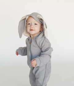 Long Eared Cotton Bunny Rompers (Color: gray, size: 6-9 Months)