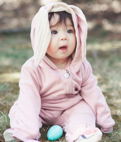 Long Eared Cotton Bunny Rompers (Color: pink, size: 6-9 Months)