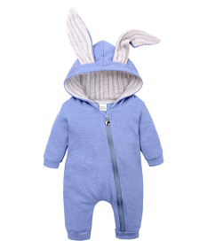 Long Eared Cotton Bunny Rompers (Color: Blue, size: 12-18 Months)