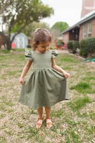 Flutter Sleeves Back Tie Georgina Dress (Color: Dusty Green, size: 7)