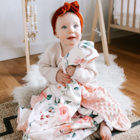 Honey Lemonade - Premium Baby & Toddler Minky Blanket (Color: Peach Floral, size: 30x40 inches)