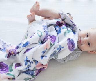 Honey Lemonade - Premium Baby & Toddler Minky Blanket (Color: Purple & Blush Floral, size: 30x40 inches)