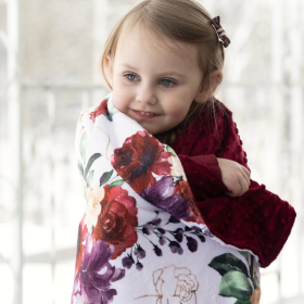 Honey Lemonade - Premium Baby & Toddler Minky Blanket (Color: Red Floral, size: 30x40 inches)