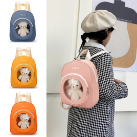Baby Cute Transparent Window Kindergarten School Bag (Color: pink, size: Average Size (4-10Y))