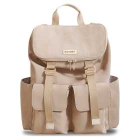 Houndstooth Backpack Diaper Bag (Color: Khaki)