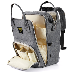 Open-Wide Diaper Backpack (Color: Grey)