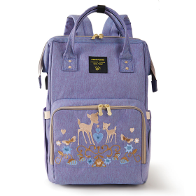 Classic Embroidered Diaper Backpack (Color: Purple Deer)