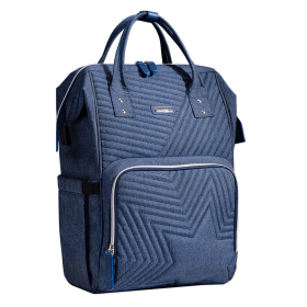 Quilted Diaper Bag Backpack (Color: navy)