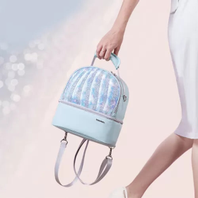 Insulated Lunch Box Double Deck Cooler Bag (Color: Blue)