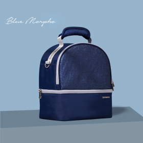 Insulated Lunch Box Double Deck Cooler Bag (Color: navy)