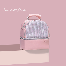 Insulated Lunch Box Double Deck Cooler Bag (Color: pink)