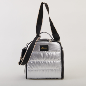 Lunch Cooler Bag with Shoulder Strap (Color: Silver, size: large)