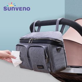 SUNVENO Universal Stroller Organizer Super Large Capacity, 2-in-1 Baby Stroller Organizer Waterproof Insulated Cup Holder Inside (Color: gray, size: L)